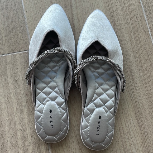 COPY - Birdies silver satin mules. The Swan - Snow Crystal Bracelet - Picture 2 of 3